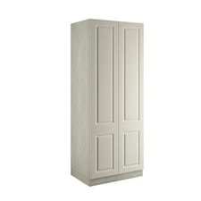 Classic Square Panel Taupe Grey Double Wardrobe with Shelves Grey
