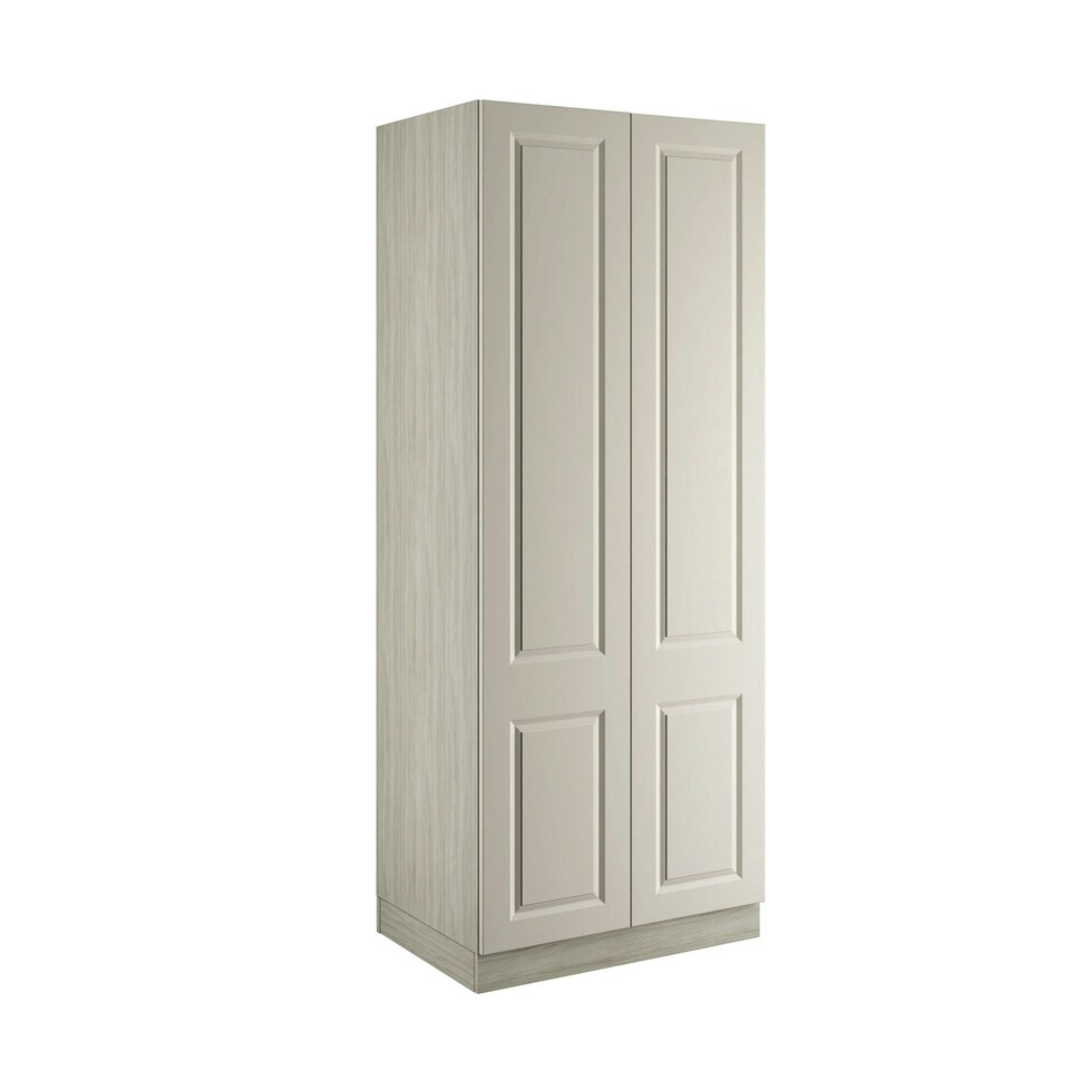 image 1 of Classic Square Panel Taupe Grey Double Wardrobe with Shelves Grey
