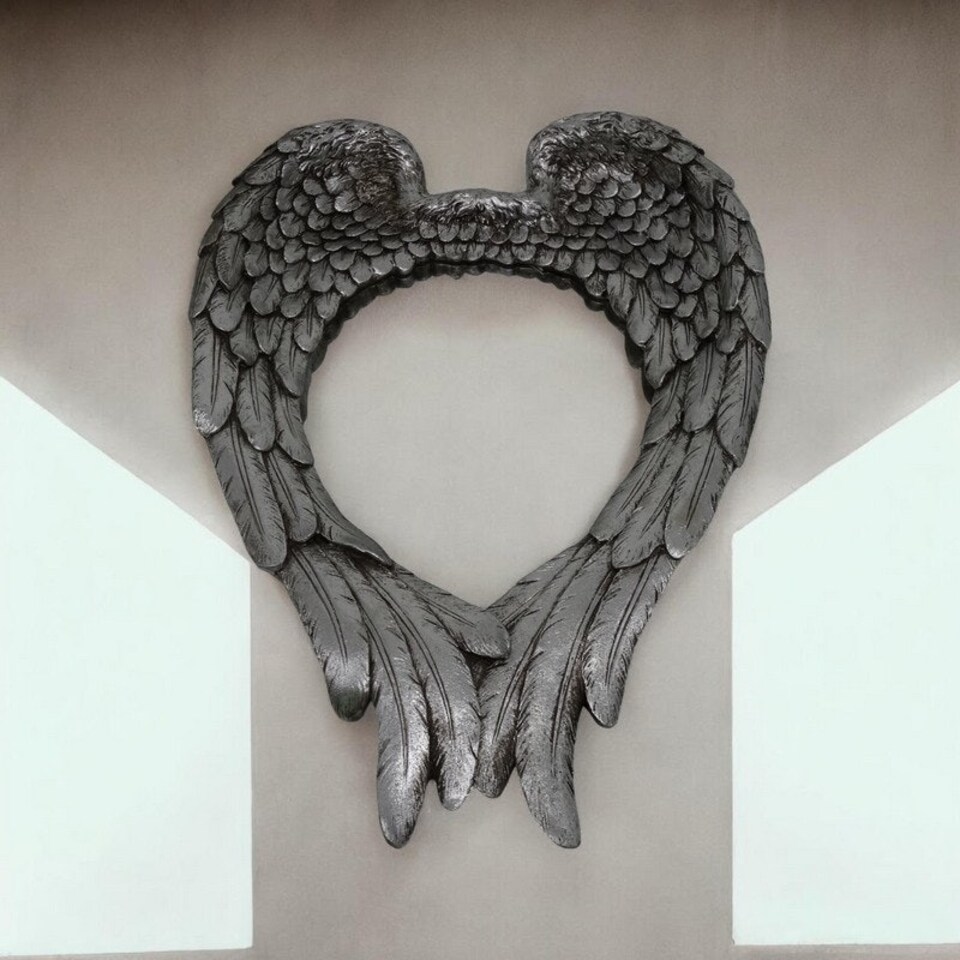 image 1 of Wing Design Mirror - L8 x W38 x H57 cm - Antique Silver Silver