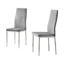 Furniturebox 6x Milan Dining Chair Grey Velvet Silver Legs