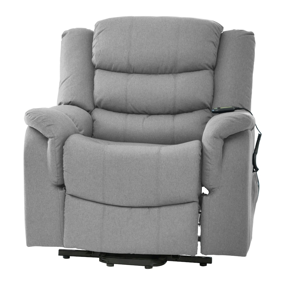image 1 of Colfax Electric Riser Recliner with Massage and Heat - Light Grey