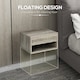 image 4 of HOMCOM Floating Nightstands Set of 2, Bedside Table w/ Drawer and Open Shelf | Brown