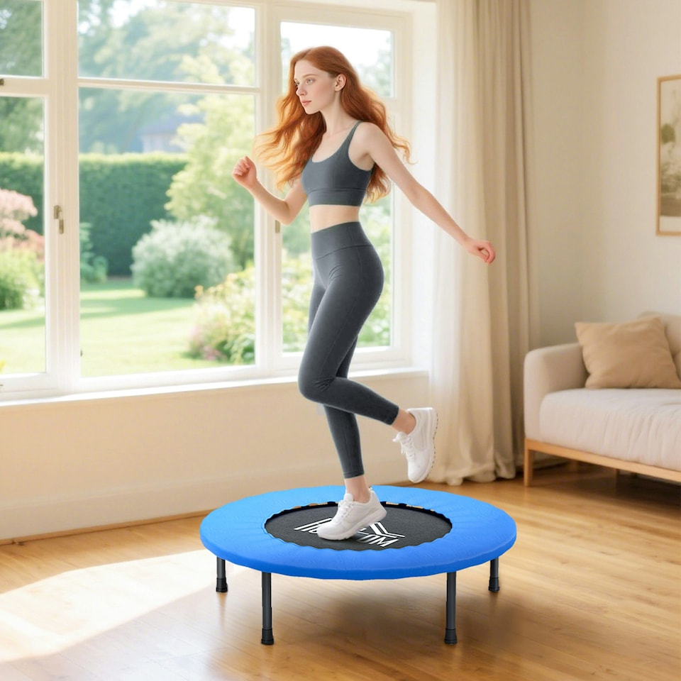 image 1 of HOMCOM 81cm Fitness Trampoline Exercise, Max Load 100 KG, Blue Black