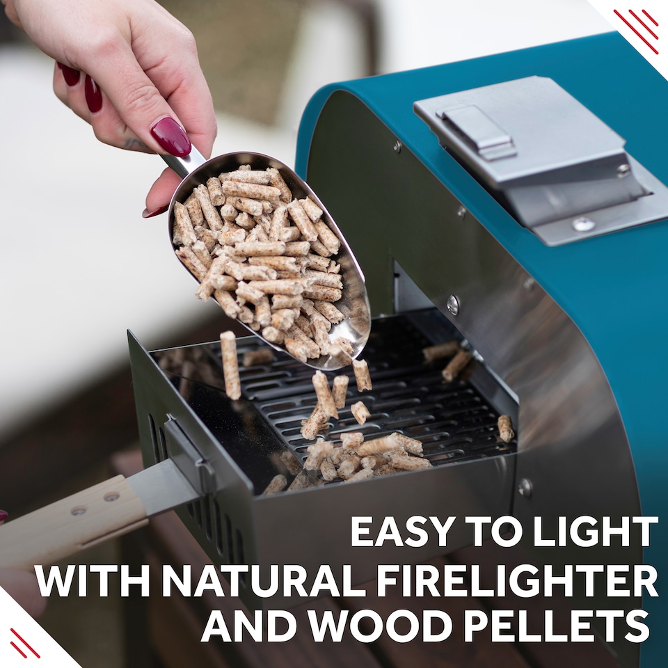 image 1 of George Foreman 12inch Teal Wood Pellet Pizza Oven with Paddle & Carry bag GFWPPO1BLPC