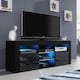 image 2 of TV Unit TV Stand Black Gloss LED Media Console Sideboard Storage Cabinet 145cm
