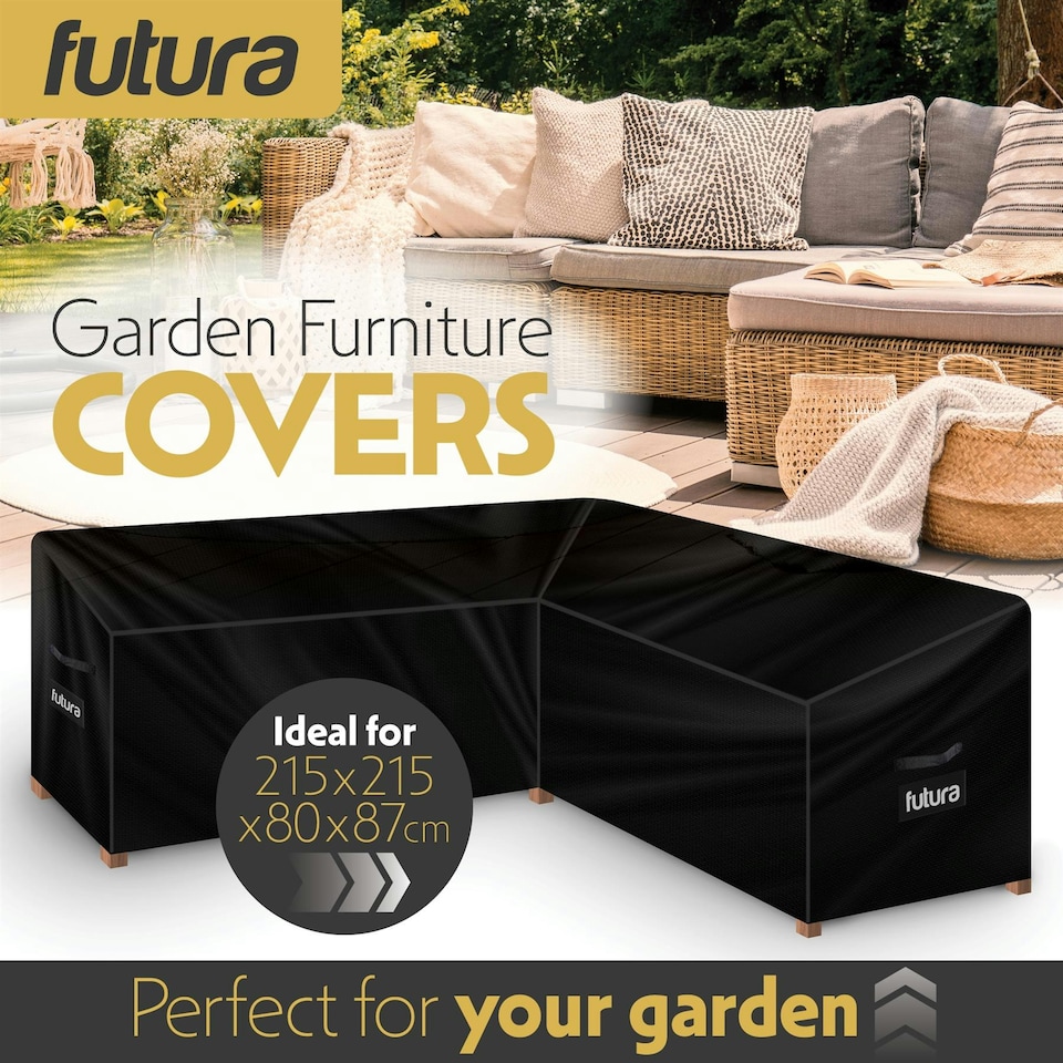 image 1 of Futura V Shape 215x215x80cm Waterproof Garden Furniture Cover 420D Black