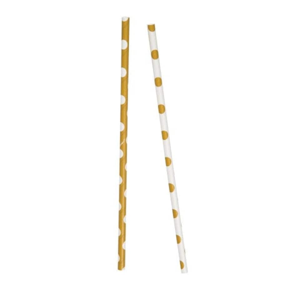 image 1 of Pack of 10 Gold Dots Paper Straws