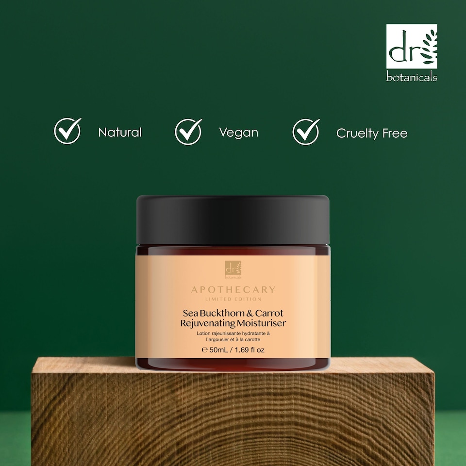 image 1 of Dr Botanicals Seabuckthorn & Carrot Anti-Ageing Rejuvenating Moisturiser 50ml x 2 Duo Set