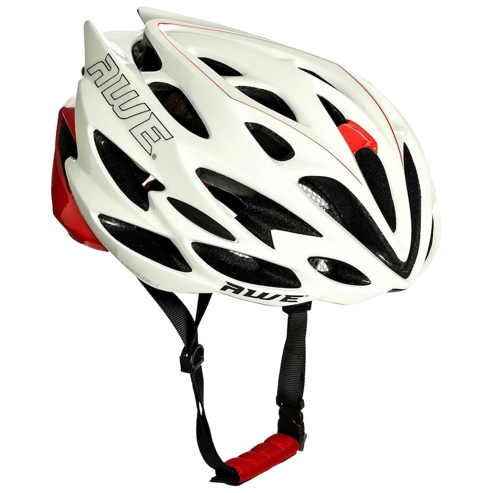 image 1 of AWE AweSpeed In Mould Adult Road Bike Helmet Large 58-61cm White/Red Crash Guarantee* | White | Red