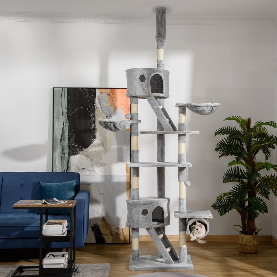 image 1 of PawHut Kitten Tower Adjustable 240-260cm, Scratch Posts, Houses