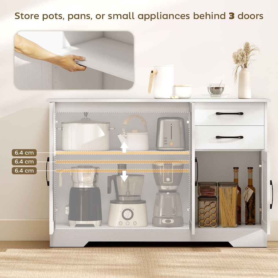 image 1 of HOMCOM Sideboard with Soft-Close Doors, Modern Storage Cabinet White
