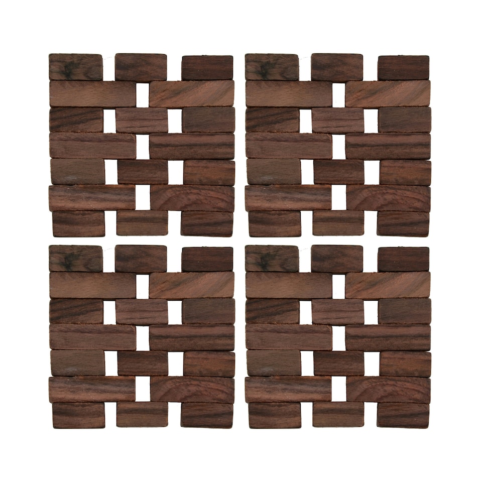 image 1 of Creative Tops Dark Slatted Wood Pack Of 4 Coasters