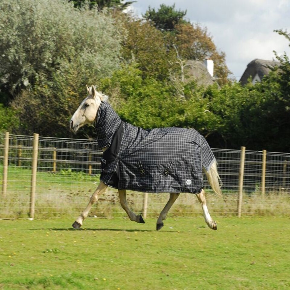 image 1 of Rhinegold Elite Full Neck Montpelier Rug Black | Colour: Black/White Check
Size: 5ft 9