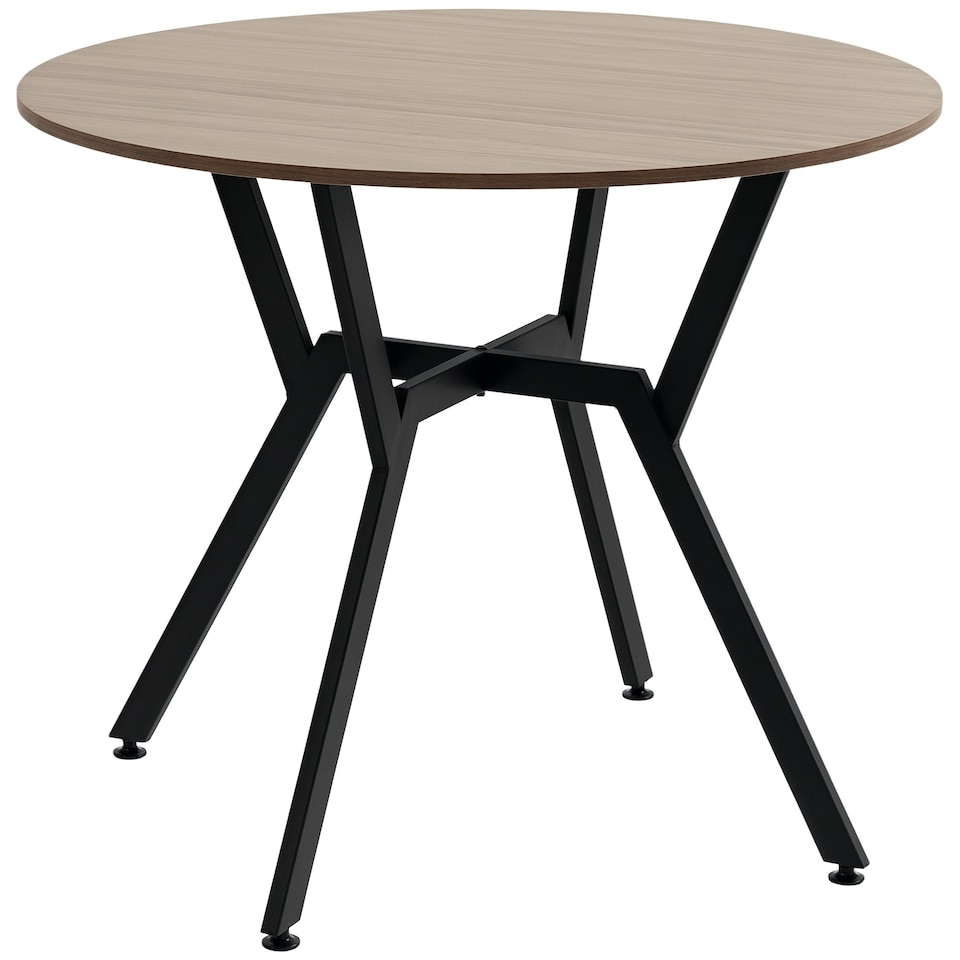 image 1 of HOMCOM Small Kitchen Table with Black Steel Legs, Dining Table, Brown