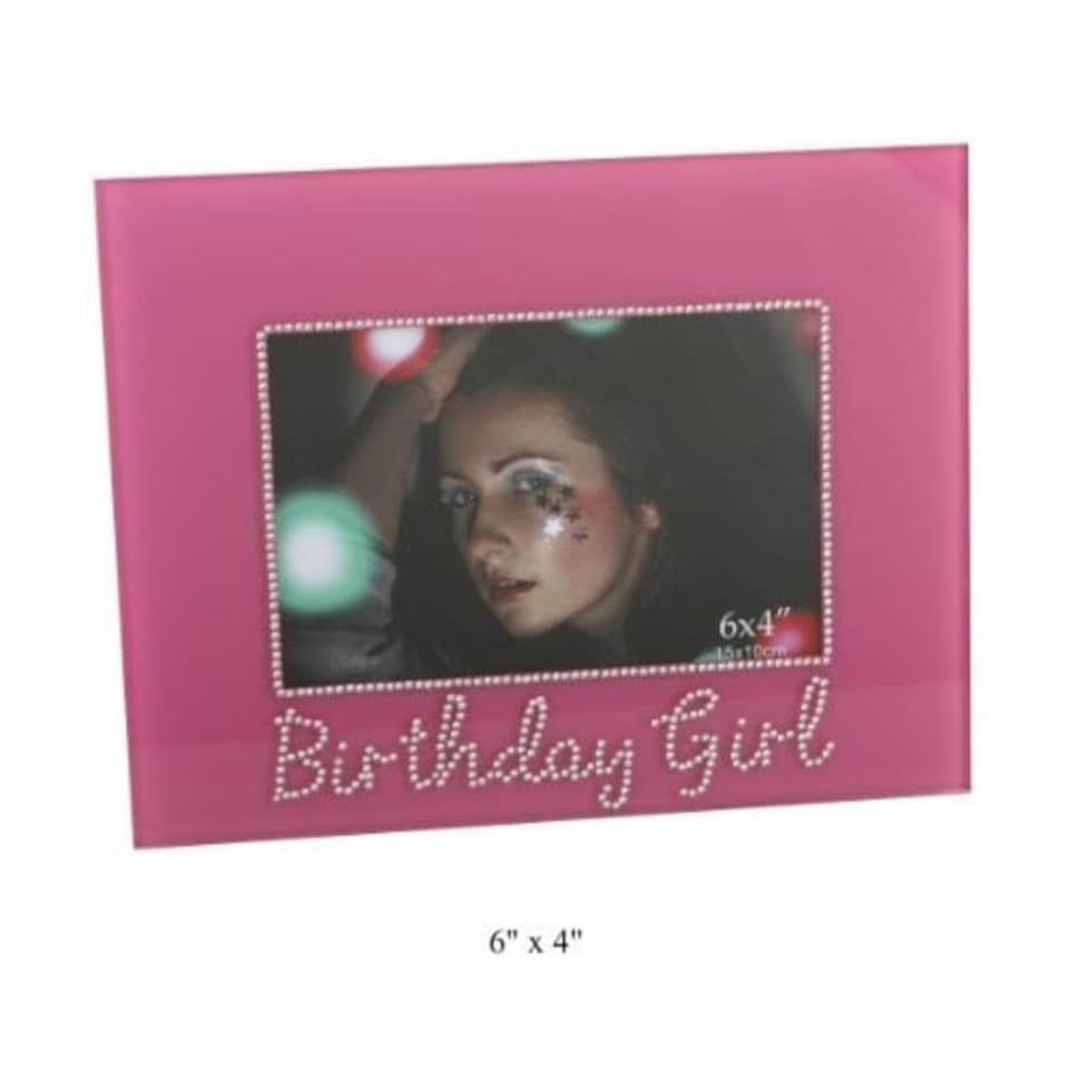 image 1 of Birthday Girl Pink Photo Frame With Diamonte Surrounding 6"x4"