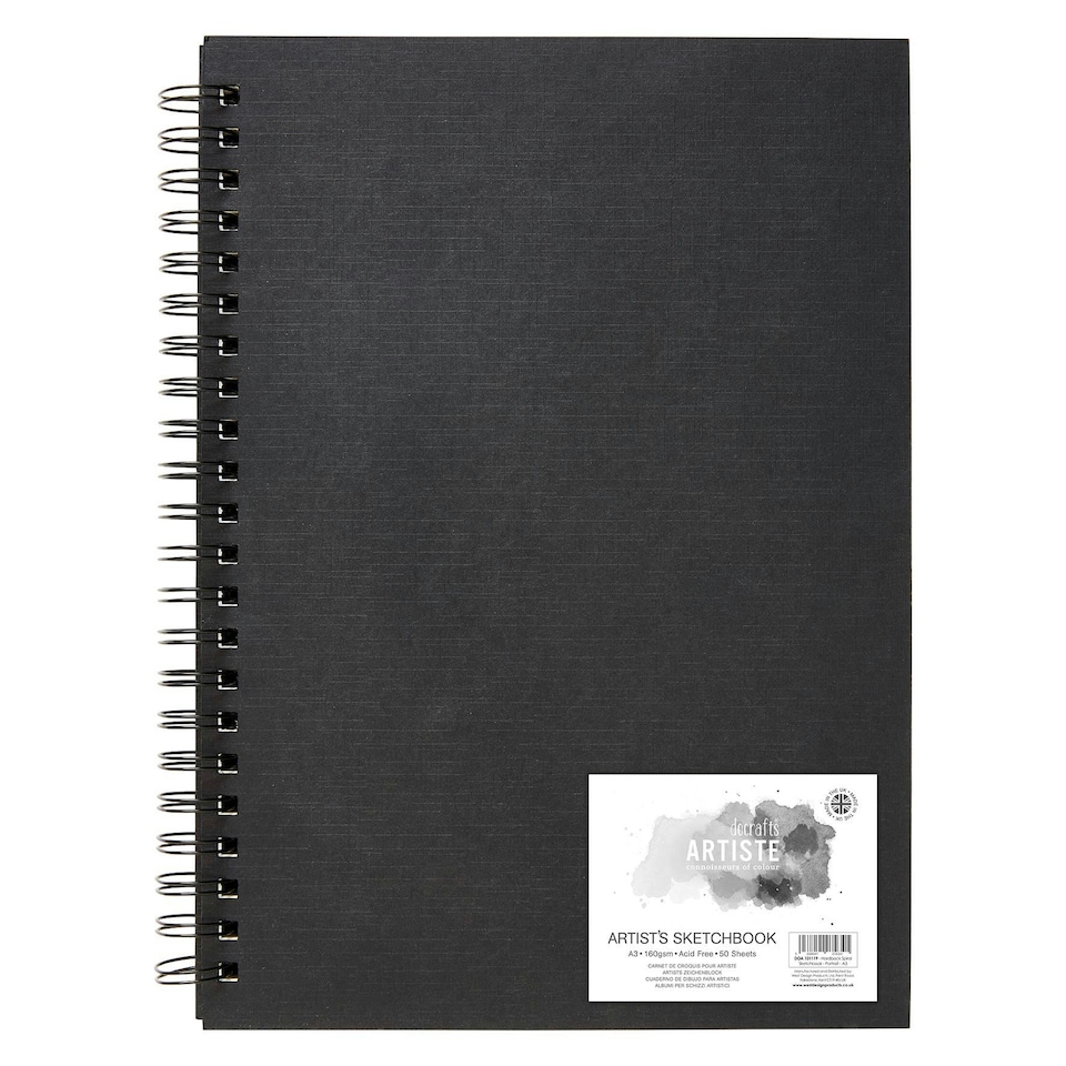 Artiste Sketchbook Hardback 160gsm 50 Sheets Portrait Wiro, White, A3