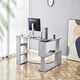 image 4 of Grey Office Desk L-shaped with Mobile Storage Drawer Unit Wooden Room Furniture Grey