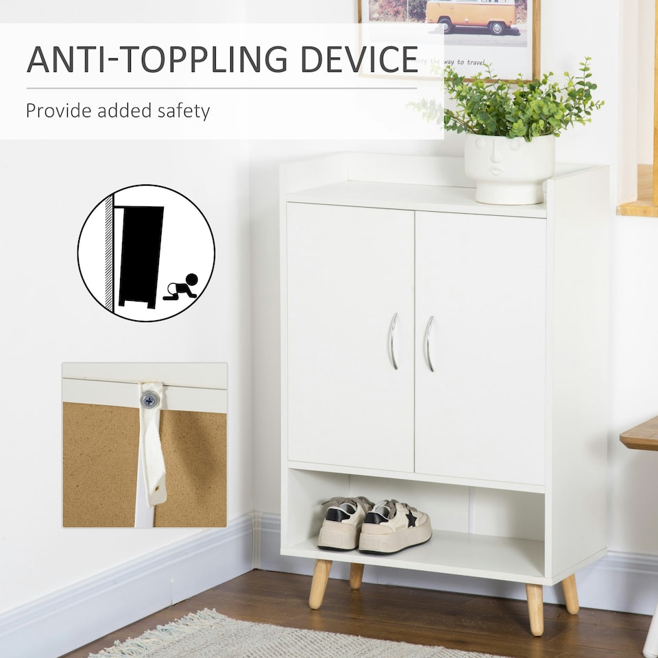 image 1 of HOMCOM Modern Shoe Cabinet Storage Organizer w/ Doors and Shelves for Entryway