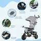image 5 of HOMCOM 6 in 1 Kids Trike, Stroller with Parent Handle, Grey