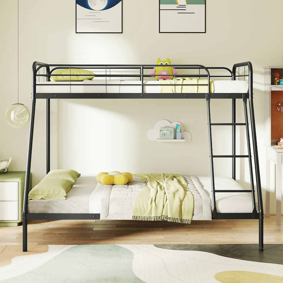 image 1 of COSTWAY Metal Bunk Bed with Ladder Safety Guardrail