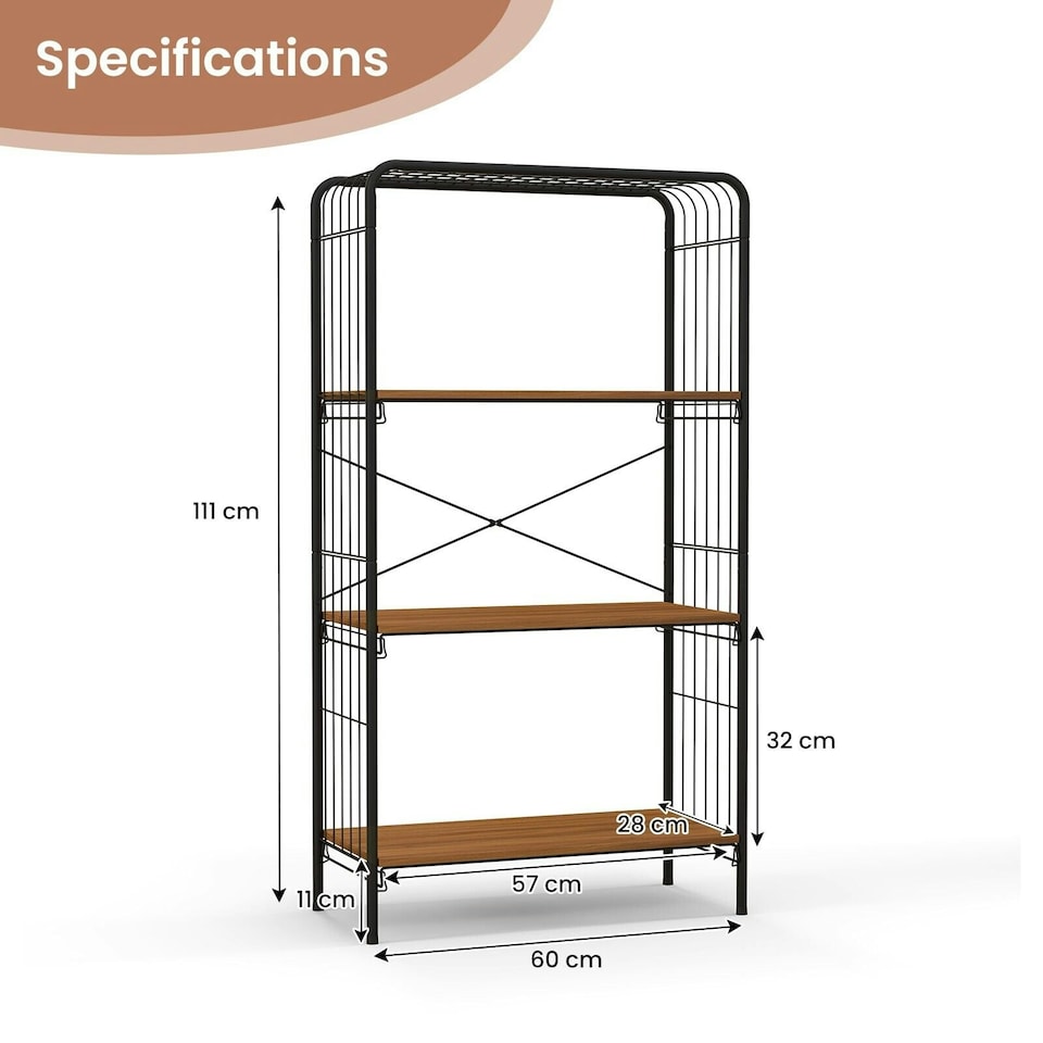 image 1 of COSTWAY 4-Tier Open-Back Storage Shelf Display Rack