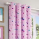 image 2 of Pair of Charm Pink Metallic Print Kids Curtains 46 x 54 inch (117 x 137 cm) Room Darkening Eyelet Thermal Noise Reducing Curtains for Bedroom