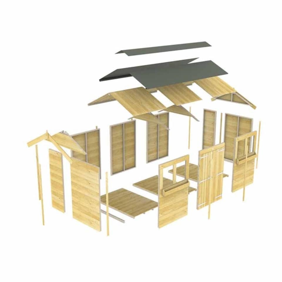 image 1 of 8 x 8 Feet Apex Summer Shed - Wood - L243 x W231 x H217 cm | Brown