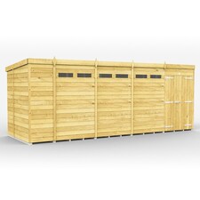 19 x 7 Feet Pent Security Shed - Double Door - Wood - L214 x W560 x H201 cm Brown