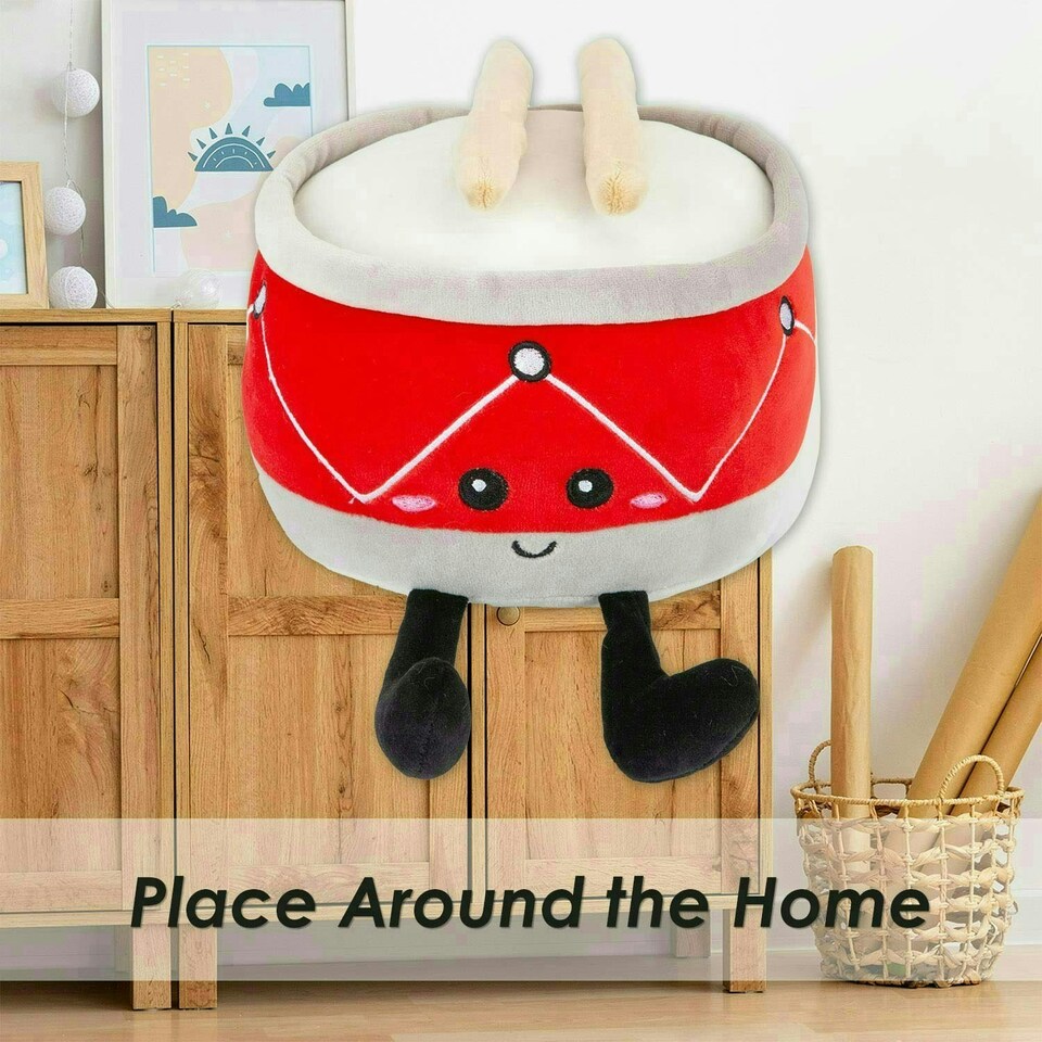 image 1 of Drum Soft Toy Cute Plushie Huggable Cuddly Stuffed Toy 16cm Red