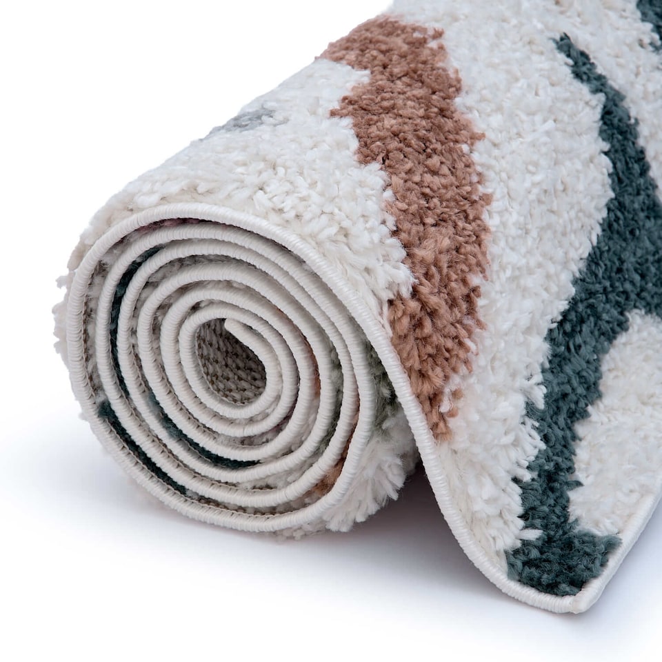 image 1 of The Rugs Moodi Collection Abstract Design Shaggy Soft High Pile Living Room Floor Rug and Runner