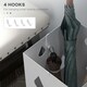 image 5 of HOMCOM Metal Umbrella Stand, Square Umbrella Basket with 4 Hooks Drip Tray White