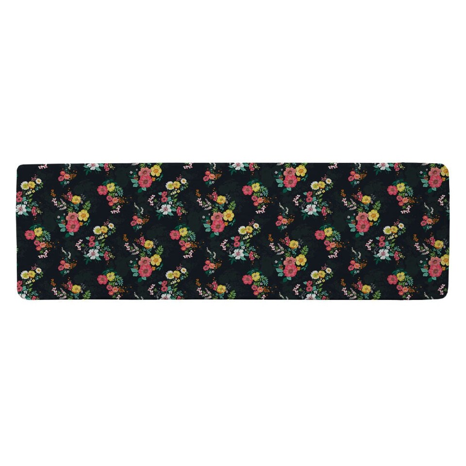 image 1 of Floral Pattern (Runner Rug) Black