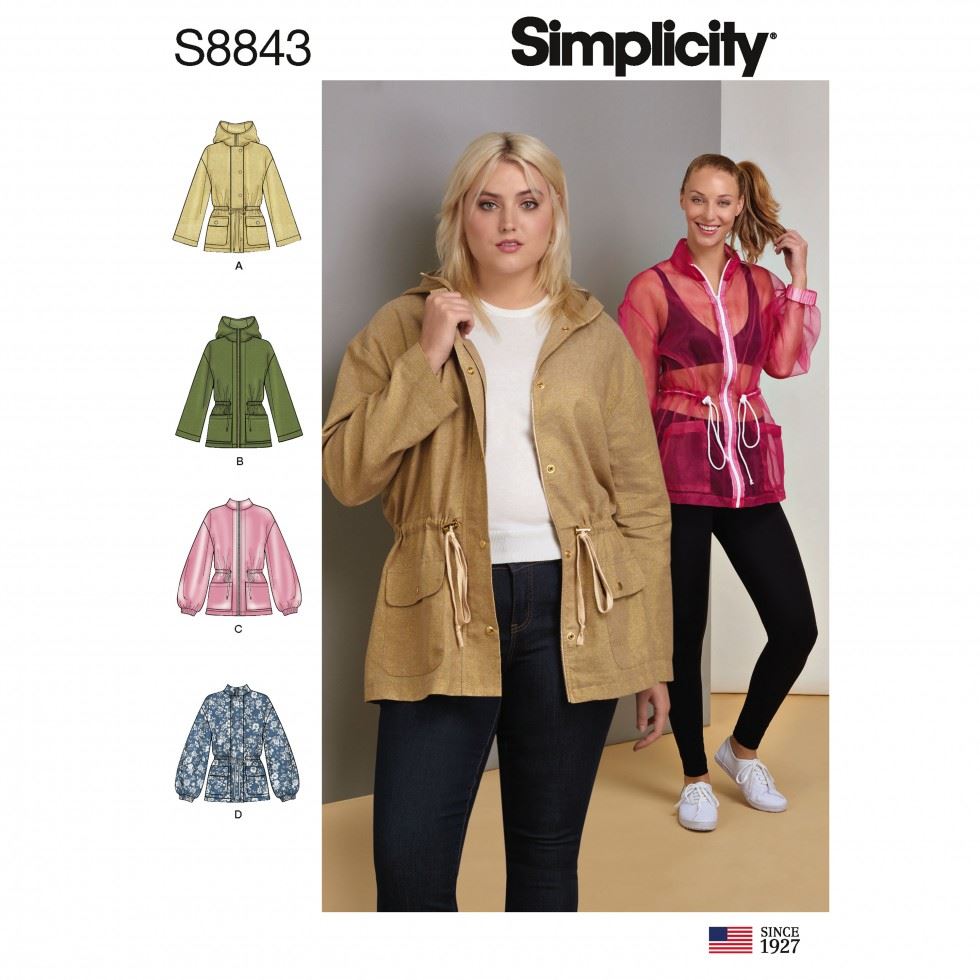 Simplicity 8843 Paper Sewing Pattern â Womenâs Jackets & Coats, Sizes Aa (XXSâXSâSâM), Intermediate