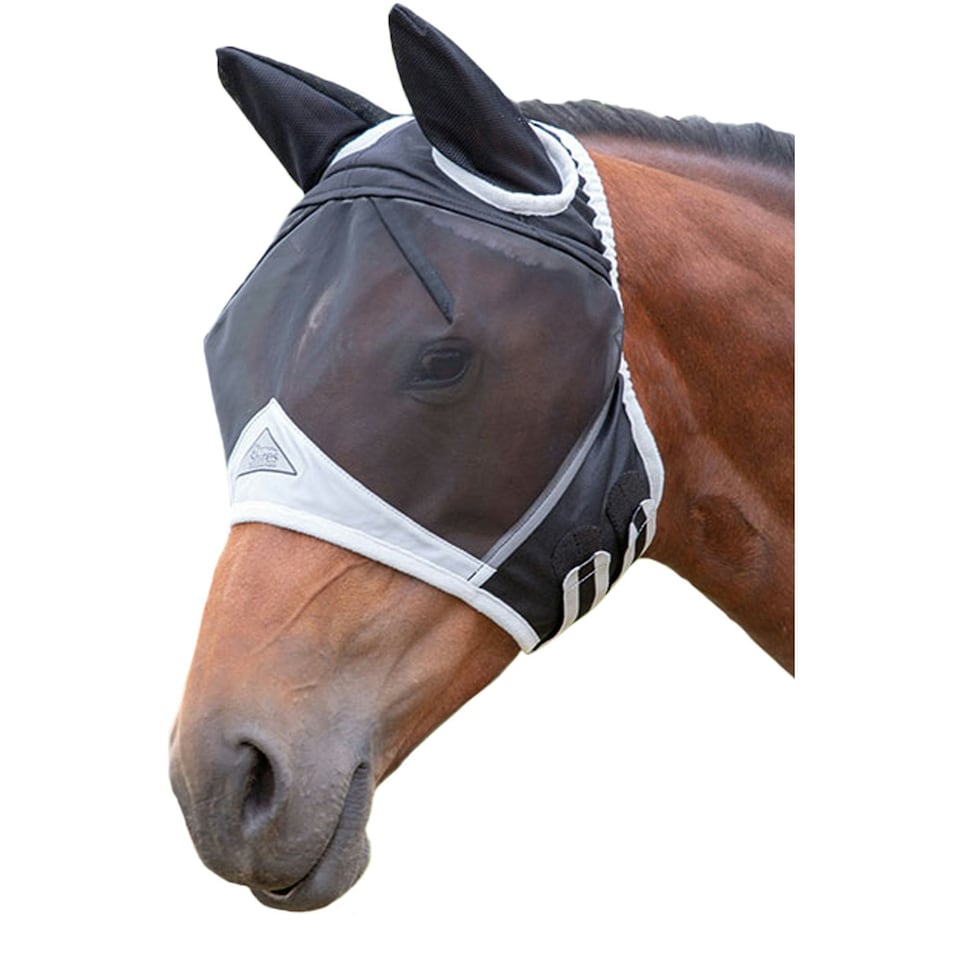 Shires Fine Mesh Horse Fly Mask With Ears - Black - X Small Pony
