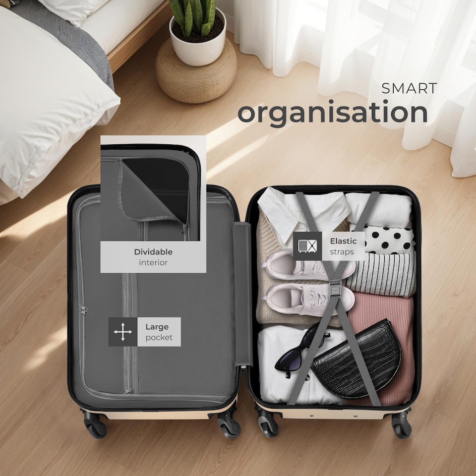 image 1 of Suitcases Set of 3 - scale, luggage tag, lock included, swivel wheels | Cream | champagne | 1