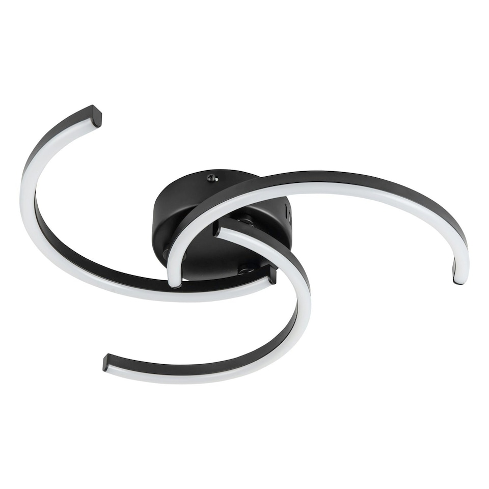 image 1 of First Choice Lighting Set of 2 Curve Black LED Flush Ceiling Lights Black
