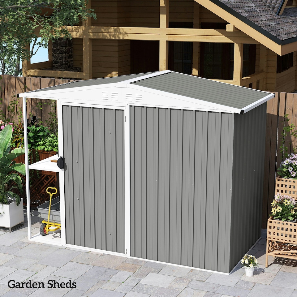 image 1 of Outsunny Pack of 12 Metal Roofing Sheets for Greenhouse, Light Grey Grey