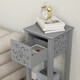 image 8 of HOMCOM Bedside Table Set, End Table Set with Drawer and Storage Shelf, Grey Grey