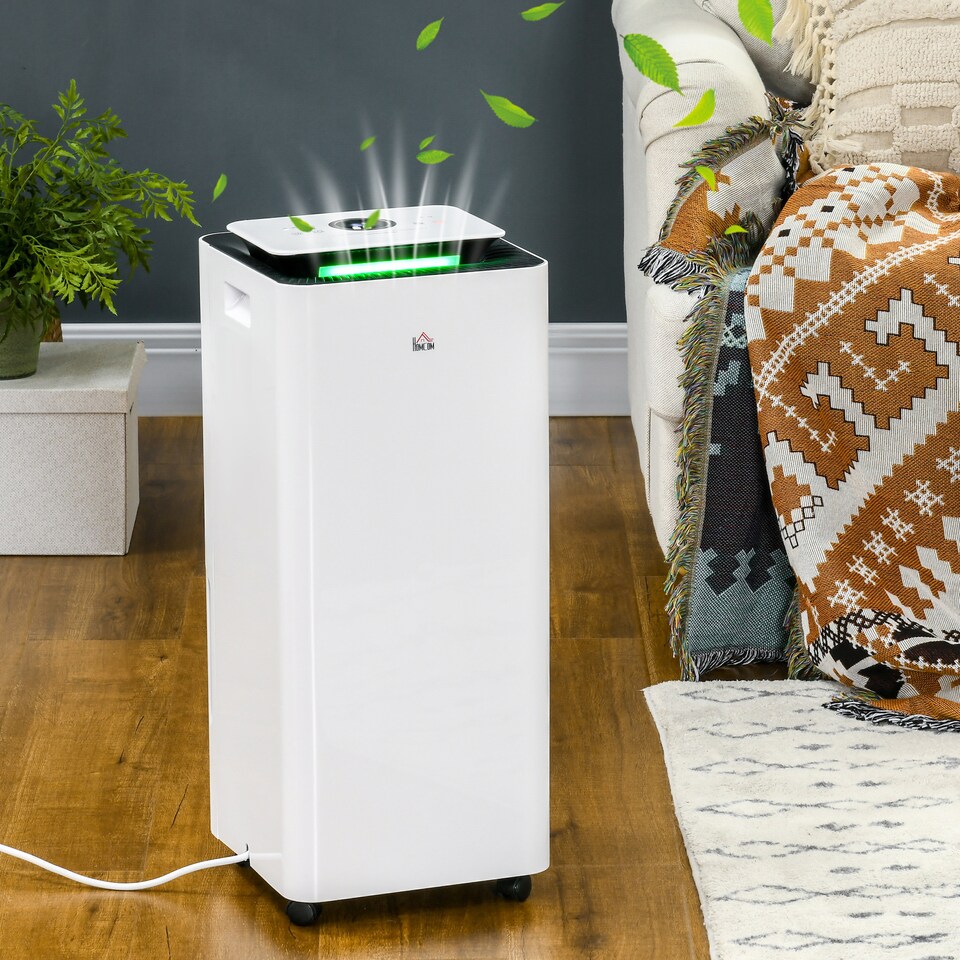 image 1 of HOMCOM 16LDay 3500mL Portable Quiet Dehumidifier with Air Purifier Filter, 24H Timer, 5 Modes, Electric Moisture Air Dehumidifier for Home Laundry Basement, White