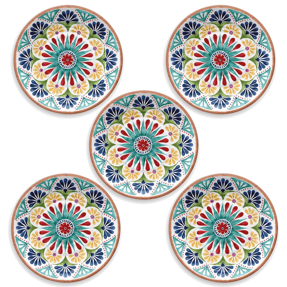 image 1 of Rio Medallion Melamine Dinner Plates - Set of 5 | Multi