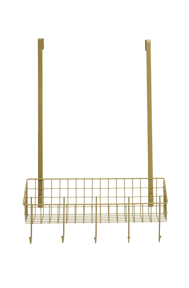 image 1 of Interiors By Premier Smart Design Gold Finish Over The Door Hanger, Versatile Storage Over Door Hooks, Sturdy Hanging Hooks