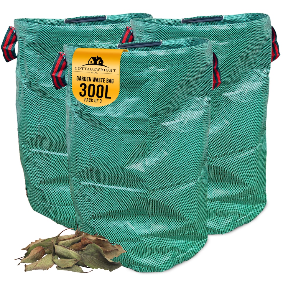 image 1 of Garden Bags Heavy Duty with Handles Reusable Garden Waste Bags for Plant, Grass, Dirt, Leaves Collection - Pack of 3