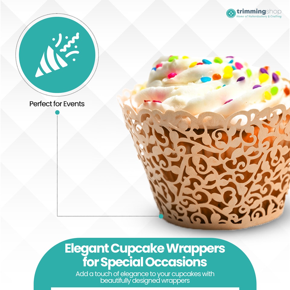 image 1 of Cupcake Wrappers Laser Cut Floral Design Paper Cup Holders - 25pcs