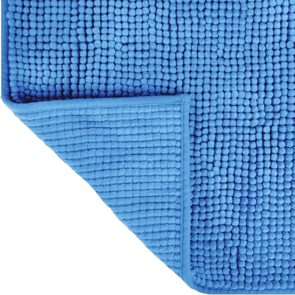 image 1 of Chenille Bobble Bath Mat Non-Slip 60 x 90cm - Lupin Blue