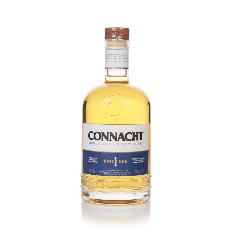 image 1 of Connacht - Inaugural Release Single Malt Irish 4 year old Whiskey | Multi | Raisins, dried fruits, honeyed sweetness, fudge, butterscotch, almond nuttiness, star anise | 1