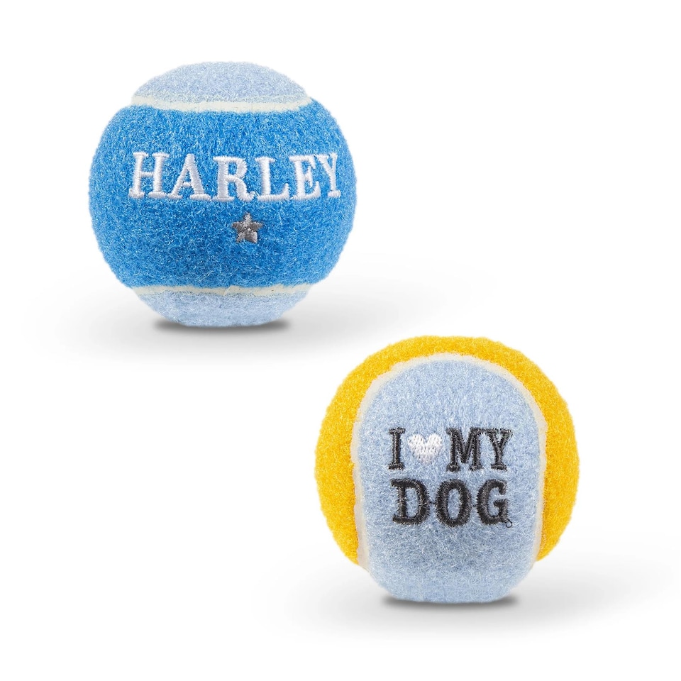 image 1 of Pre-Personalised Dog Ball Gift Pack 2pcs Blue Harley