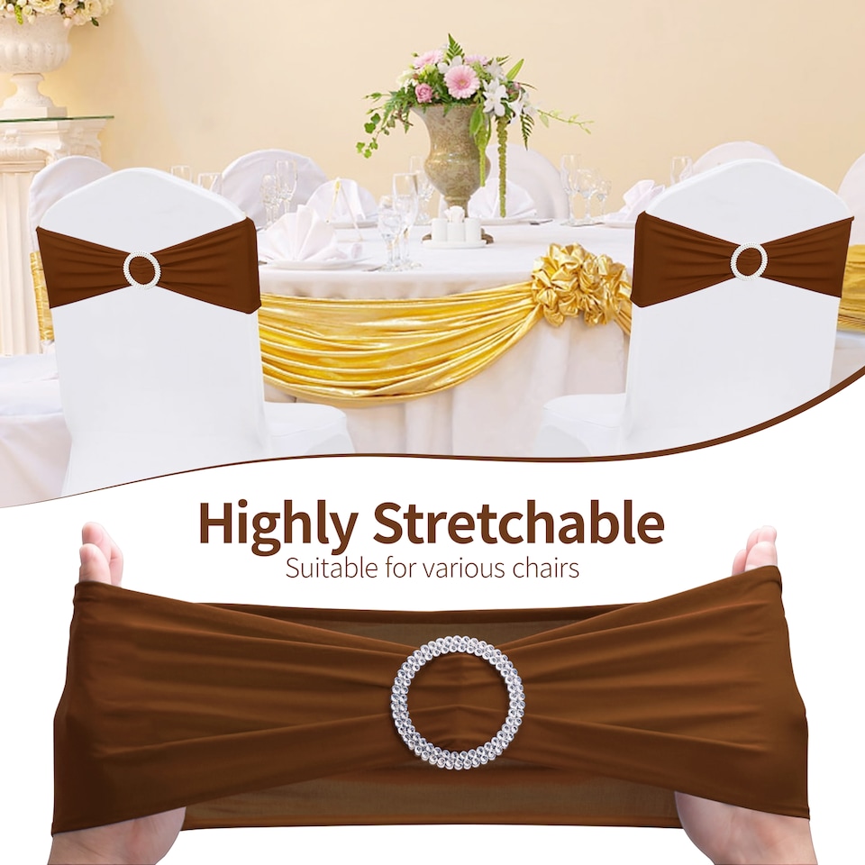 image 1 of 13"x5" Spandex Chair Bands with Slider Buckle, Elastic Chair Sash - 1pc