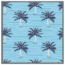 Palm trees on blue (Picutre Frame) Grey | S