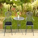 image 6 of Centurion Supports OSHOWA Luxurious Garden and Patio Table and 2 Large Chairs with Armrests Cast Aluminium Bistro Set - Grey with Black Cushions