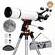 image 1 of Outsunny Refractor Astronomy Telescope with 80 mm Aperture, Carry Bag, White